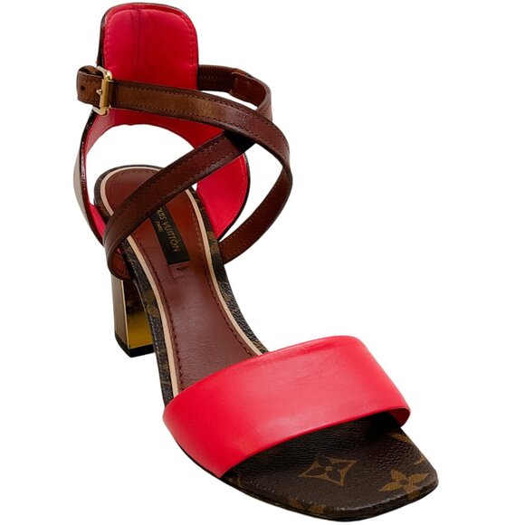Louis Vuitton Mono Coral Stacked Heel Sandals - Picture 1 of 8